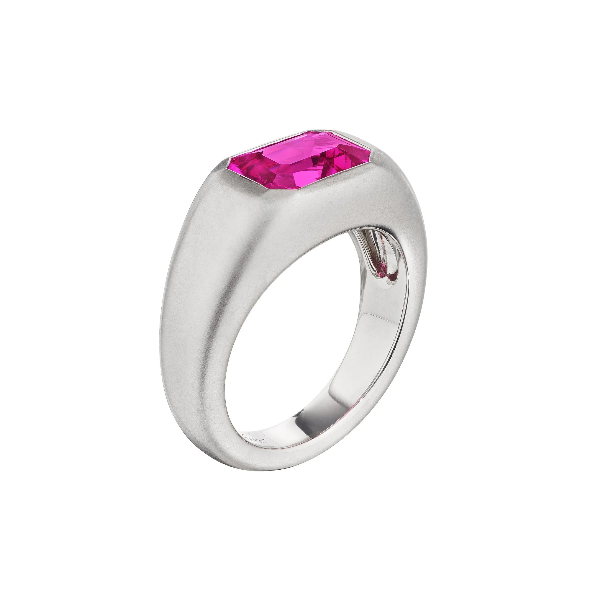 2.42 Carat Pink Sapphire Platinum Gypsy Ring | Steven Fox Jewelry